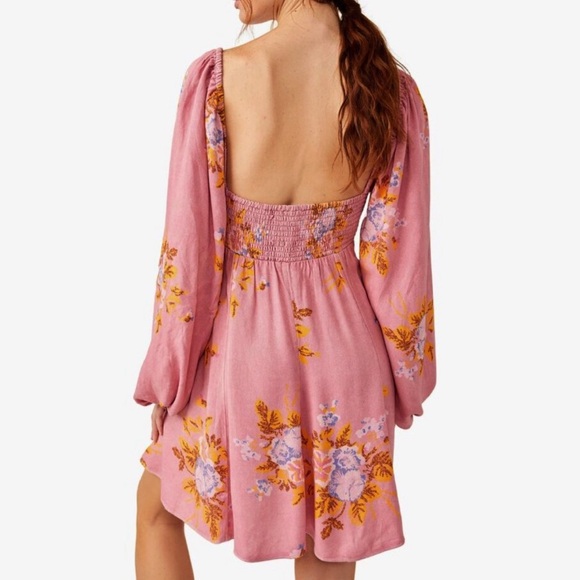 FREE PEOPLE FRANCESCA FLORAL PRINT DRESS MEDIUM PINK FLORAL - Picture 2 of 8